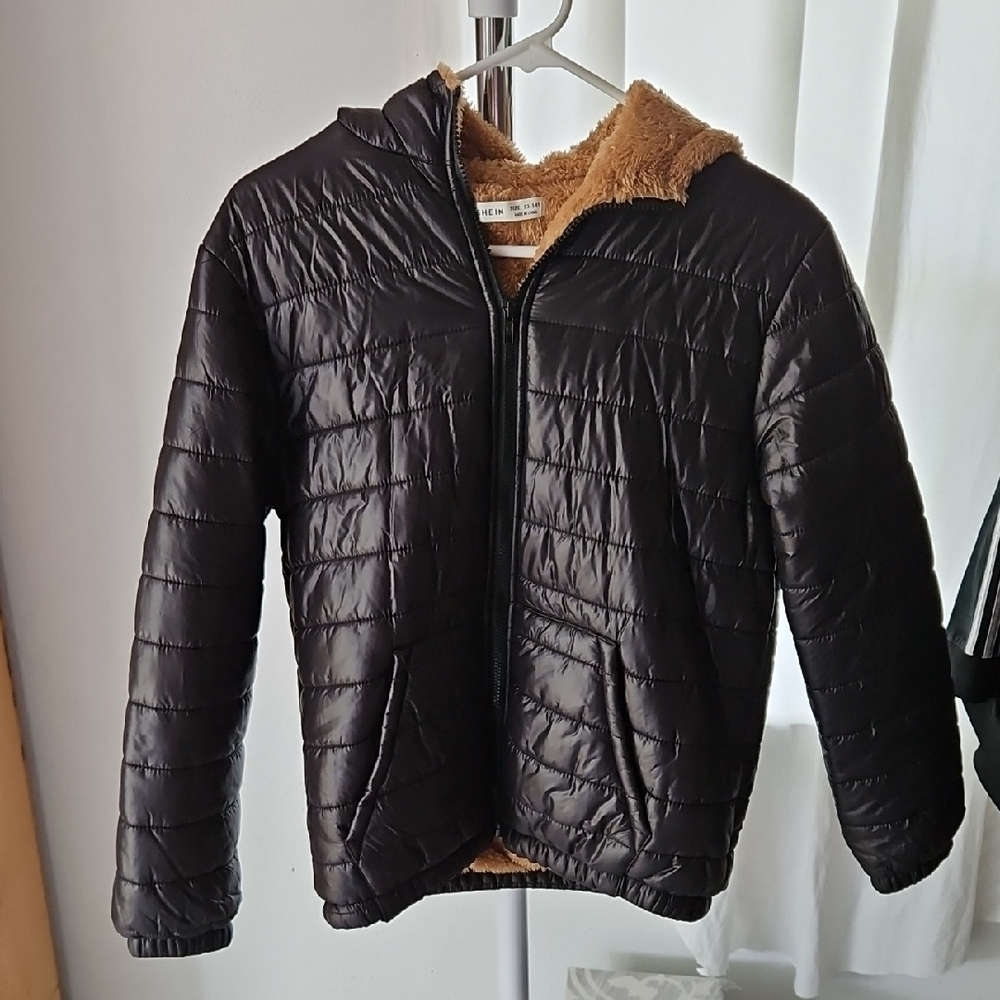 Black Quilted Jacket with Brown Lining